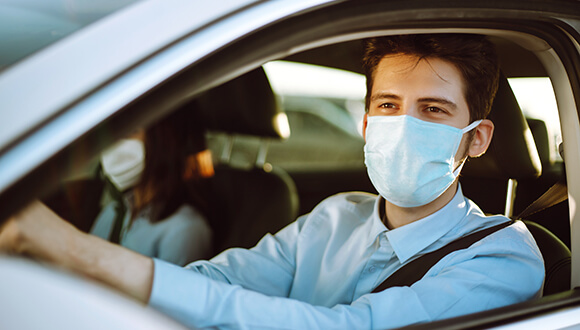 Wearing a face mask while driving
